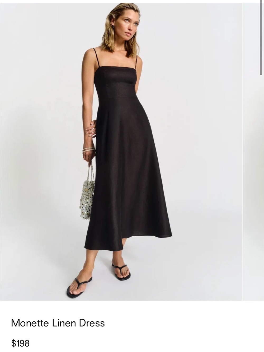 Reformation Black Slip Midi Dress